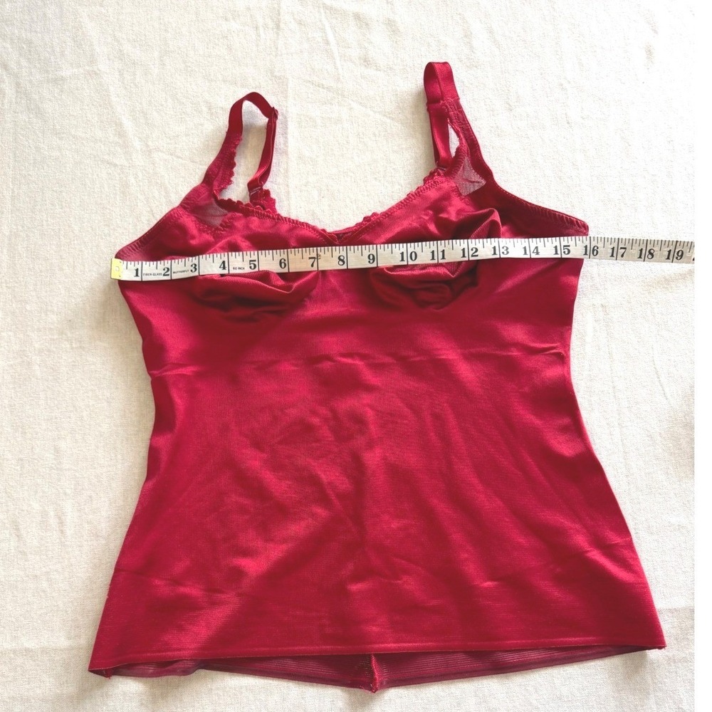 Ruby Ribbon Cami Red Mesh Trim Shapewear Layering Base Layer Camisole Womens 38 - Picture 7 of 7